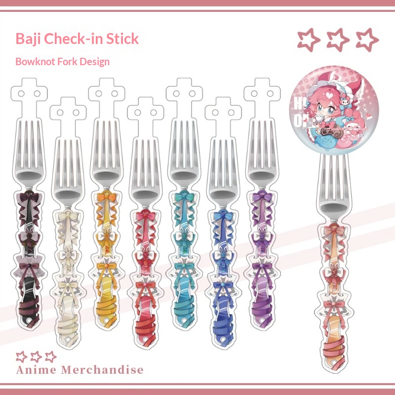 Anime Cosplay Photo - Anime Acrylic Bowknot Fork Shape Badge