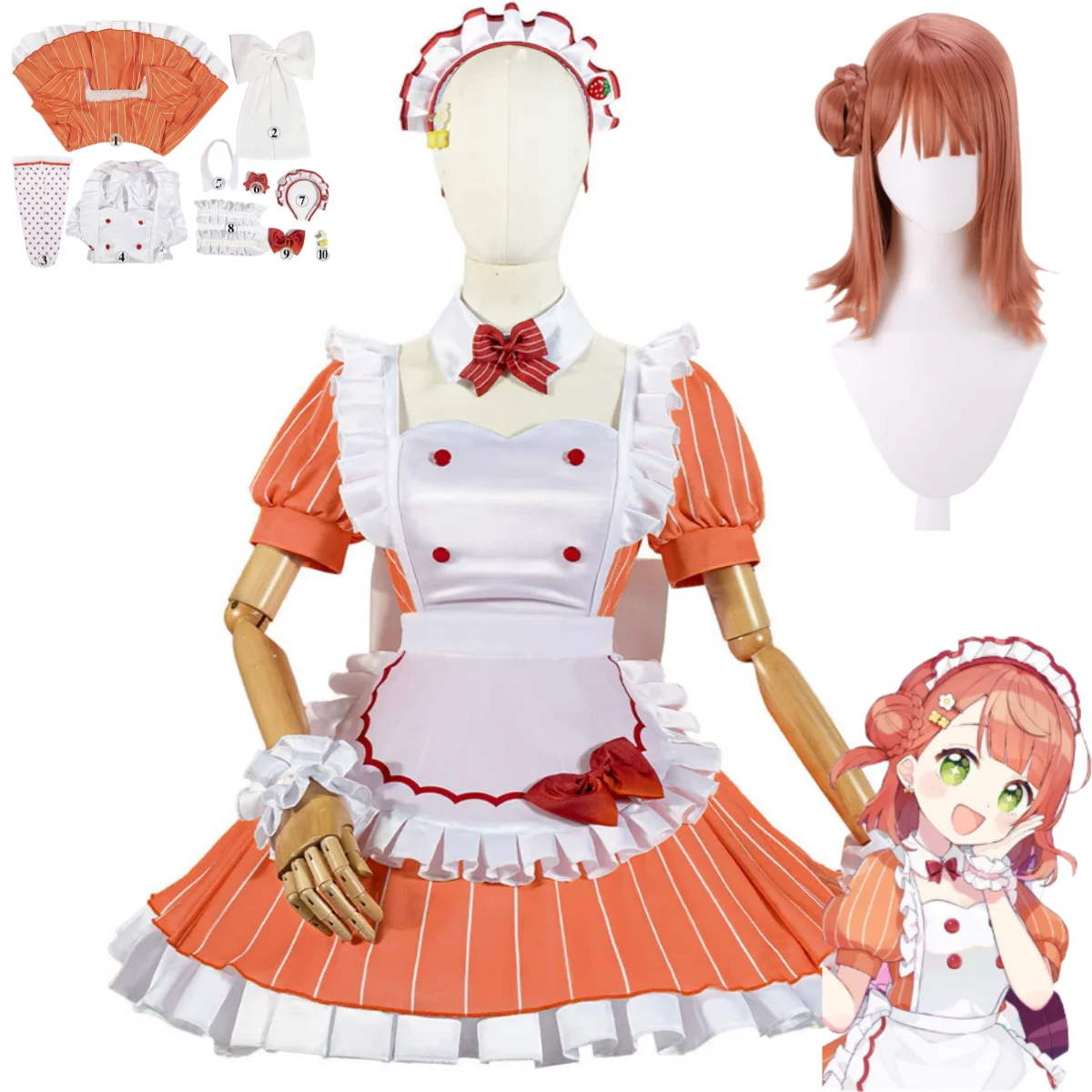 Anime Cosplay Kawaii - Maid Dress Lolita Skirt Wig Woman