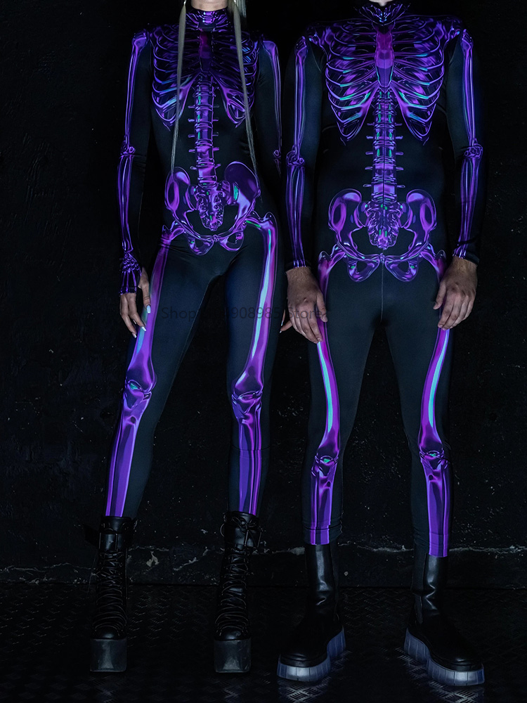 Anime Cosplay For Couples - Human Skeleton Skull Zentai Suit Halloween