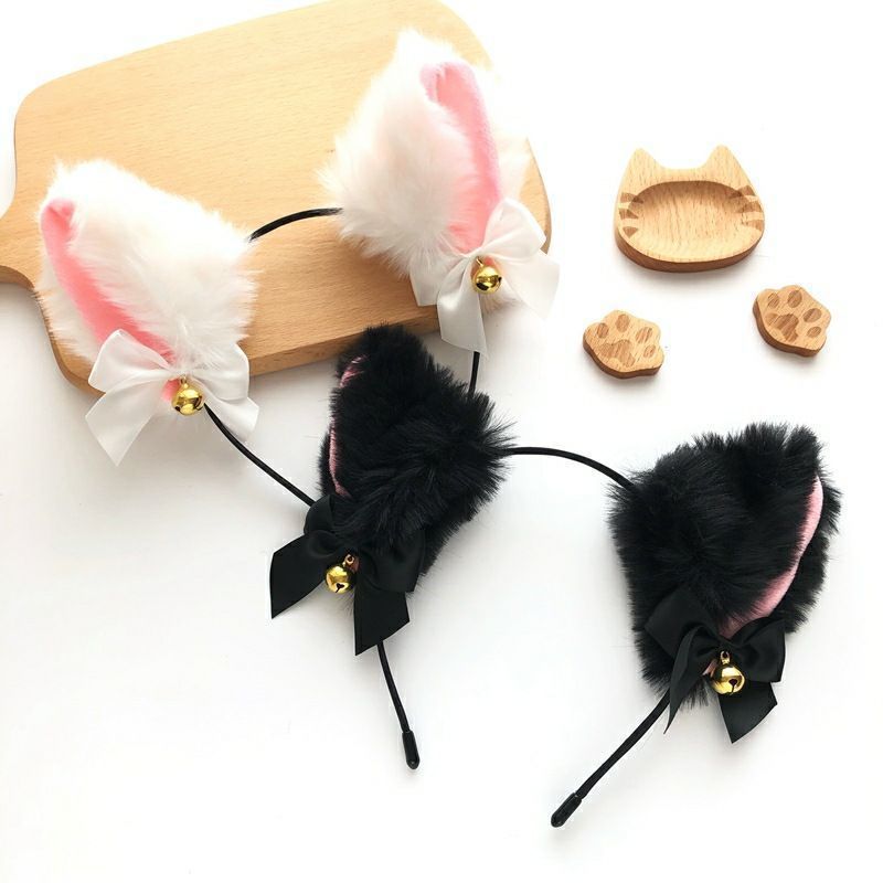 1/2PCS Plush Cat Ears Headband - Anime Cosplay Photo 评论和价格