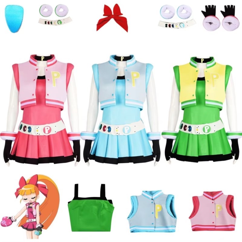 New Blossom Buttercup Bubbles  - Anime Cosplay For Girls 评论和价格